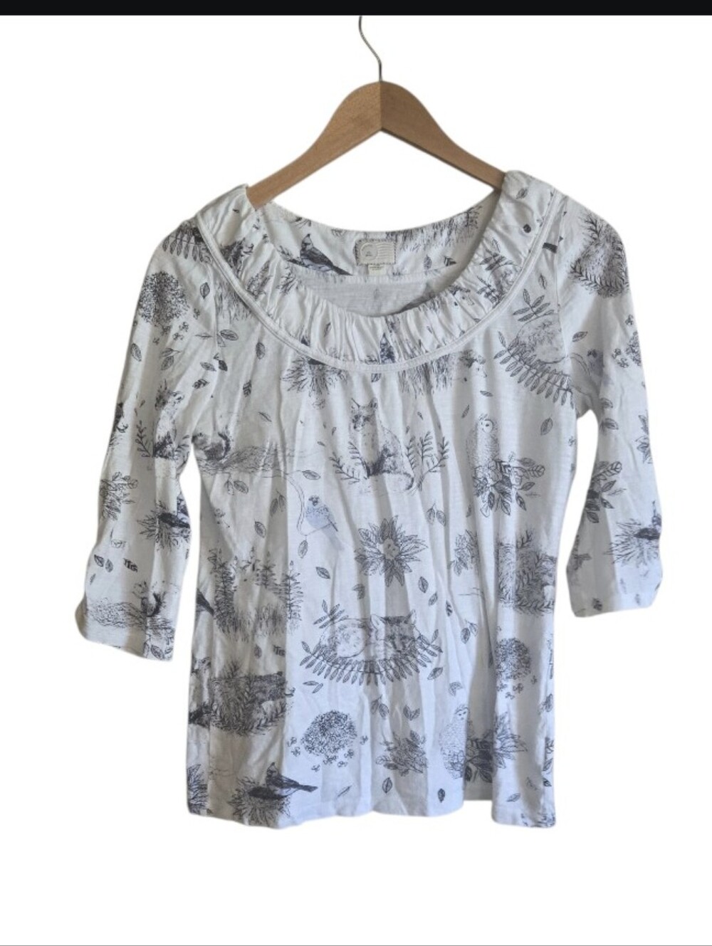 Anthropologie Postcard Whimsical Forest Animals Top